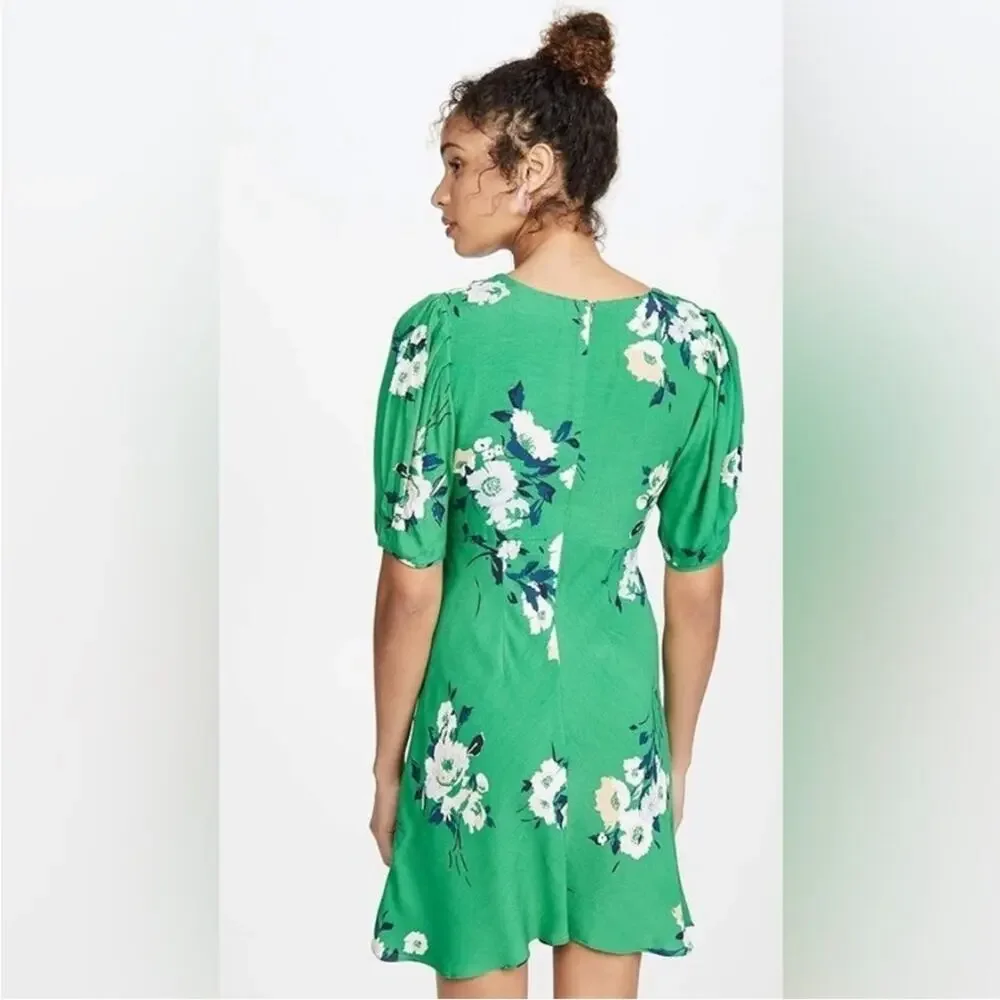 Free People Neon Garden green white floral dress size 0